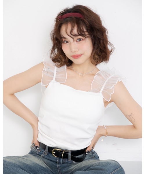 JUMELLE（ジュメロ）の「フリルカップ付きキャミ（キャミソール・レディース・ベージュ/ホワイト・FREE）」の9枚目の写真