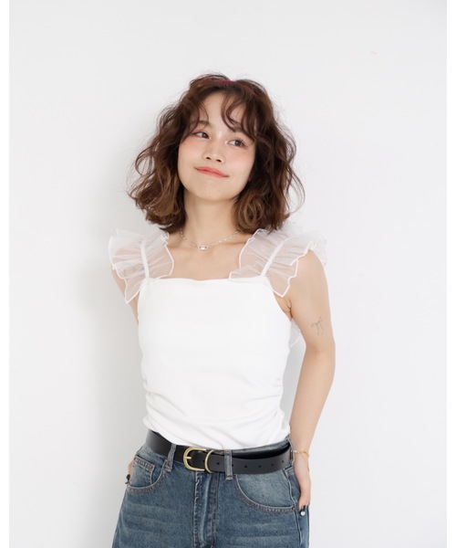 JUMELLE（ジュメロ）の「フリルカップ付きキャミ（キャミソール・レディース・ベージュ/ホワイト・FREE）」の10枚目の写真