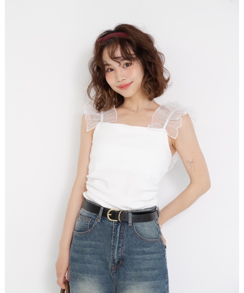 JUMELLE（ジュメロ）の「フリルカップ付きキャミ（キャミソール・レディース・ベージュ/ホワイト・FREE）」の11枚目の写真