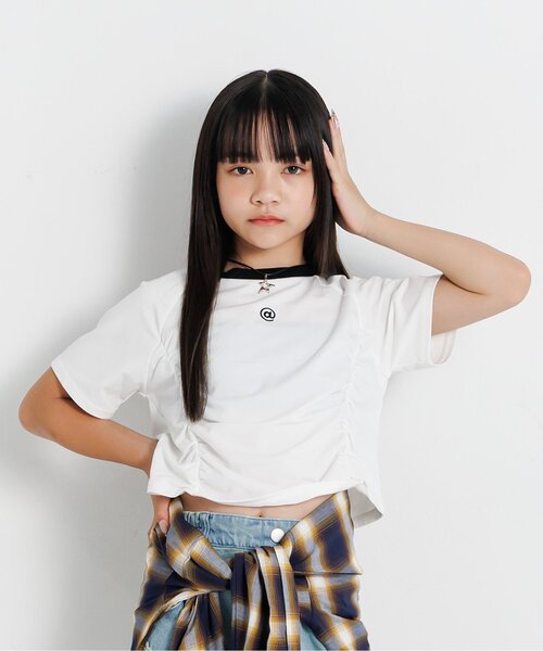 algy（アルジー）の「ギャザーミニトップス（Tシャツ/カットソー・キッズ・ブラック/レッド/オフホワイト・SMALL/MEDIUM/X-SMALL/XX-SMALL）」の2枚目の写真