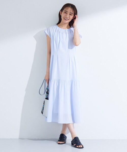 INDIVI(インディヴィ)の「【1枚でコーデ完成!】タックワンピース(ワンピース・レディース・ブラック/ブルー/ライトグレー・05/40/38/36/19/15 /13)」の10枚目の写真