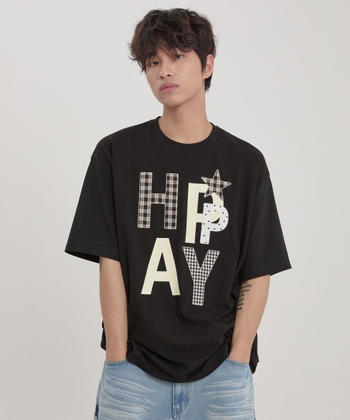 Tシャツ・カットソー Wai Kei I am HAPPY short sleeve T shirt 5BJH1585 MUSINSA公式 | WAI KEI I am HAPPY short sleeve t-shirt black
