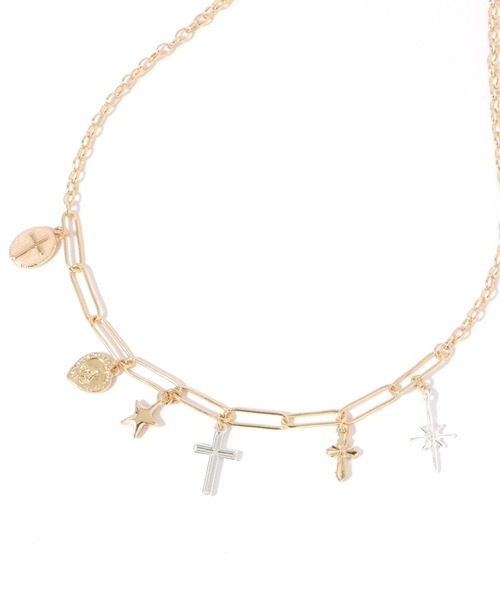BAYFLOW（ベイフロー）の「クロスコインチャームネックレス（ネックレス・レディース・ライトグレー/イエロー・FREE）」の2枚目の写真