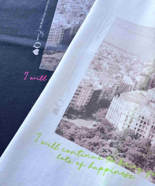 Q（キュー）の「フォトフレンチT（Tシャツ/カットソー・レディース・チャコールグレー/ホワイト・MEDIUM）」の11枚目の写真