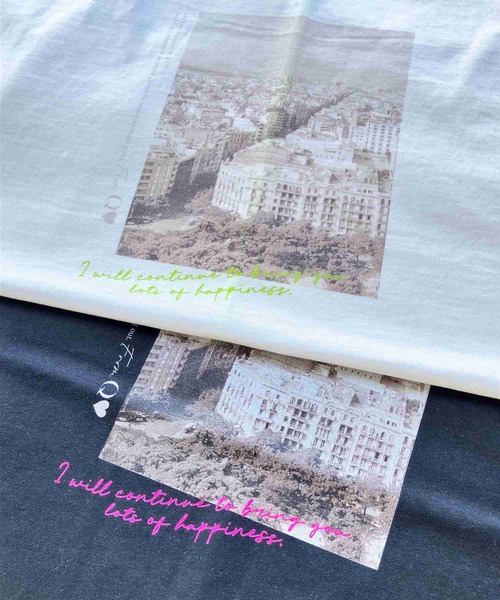 Q（キュー）の「フォトフレンチT（Tシャツ/カットソー・レディース・チャコールグレー/ホワイト・MEDIUM）」の12枚目の写真