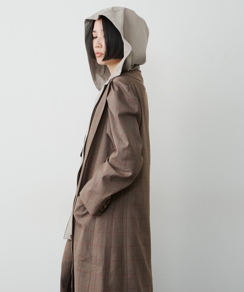 LA BELLE ETUDE(ラベルエチュード)の「フーディ×チェック2way longジャケット(チェスターコート・レディース・ベージュ/ブラック・FREE)」の15枚目の写真