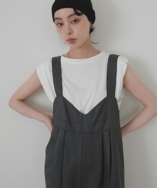 LIAN（リアン）の「ビスチェデザインオールインワン（つなぎ/オールインワン・レディース・チャコールグレー/ベージュ/ブラック/ブラウン・FREE）」の2枚目の写真