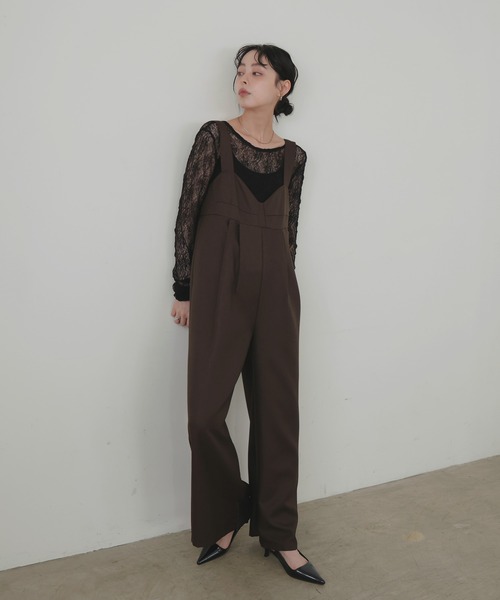 LIAN（リアン）の「ビスチェデザインオールインワン（つなぎ/オールインワン・レディース・チャコールグレー/ベージュ/ブラック/ブラウン・FREE）」の5枚目の写真