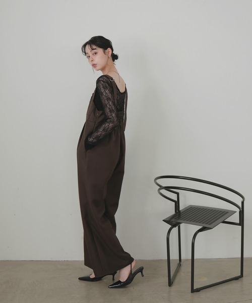 LIAN（リアン）の「ビスチェデザインオールインワン（つなぎ/オールインワン・レディース・チャコールグレー/ベージュ/ブラック/ブラウン・FREE）」の6枚目の写真