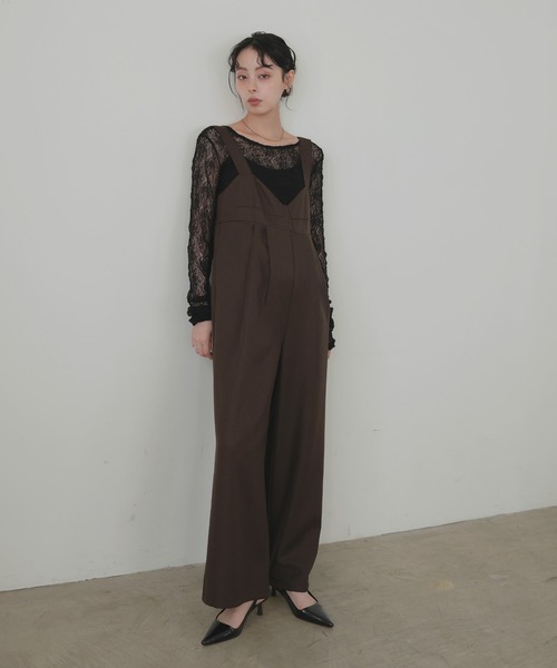 LIAN（リアン）の「ビスチェデザインオールインワン（つなぎ/オールインワン・レディース・チャコールグレー/ベージュ/ブラック/ブラウン・FREE）」の8枚目の写真