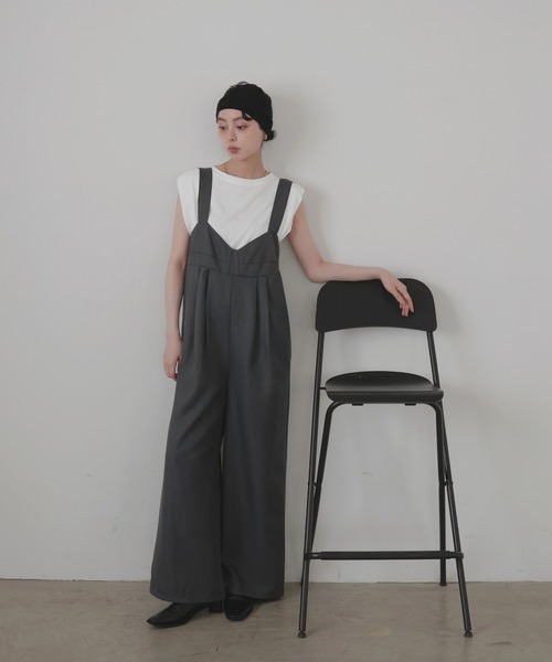 LIAN（リアン）の「ビスチェデザインオールインワン（つなぎ/オールインワン・レディース・チャコールグレー/ベージュ/ブラック/ブラウン・FREE）」の11枚目の写真