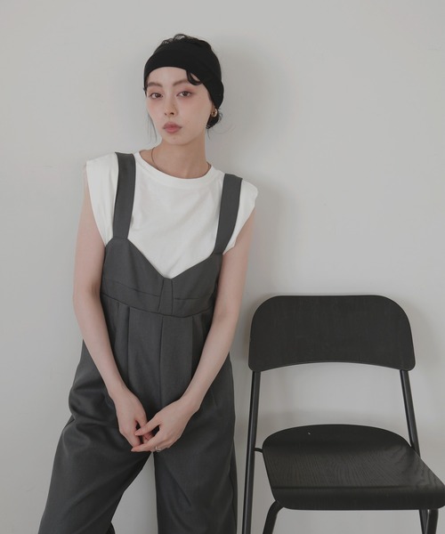 LIAN（リアン）の「ビスチェデザインオールインワン（つなぎ/オールインワン・レディース・チャコールグレー/ベージュ/ブラック/ブラウン・FREE）」の13枚目の写真