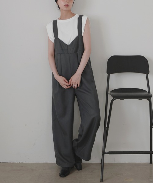 LIAN（リアン）の「ビスチェデザインオールインワン（つなぎ/オールインワン・レディース・チャコールグレー/ベージュ/ブラック/ブラウン・FREE）」の15枚目の写真