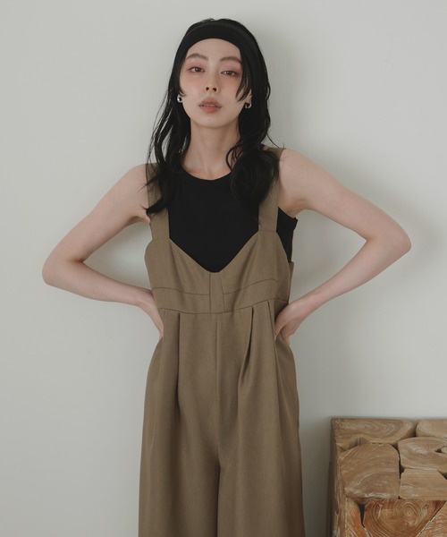 セール】ビスチェデザインオールインワン（つなぎ/オールインワン