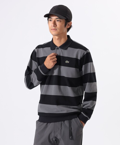 LACOSTE（ラコステ）の「【別注】LACOSTE / ボーダー ロングスリーブ ポロシャツ（ポロシャツ・メンズ・ホワイト系その他/グリーン系その他/グレー系その他・MEDIUM/LARGE/X-LARGE/SMALL）」の3枚目の写真