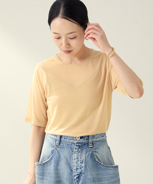 plage（プラージュ）の「sheer mesh TEE（Tシャツ/カットソー・レディース・ナチュラル/ブラック/ベージュ/キャメル・FREE）」の2枚目の写真