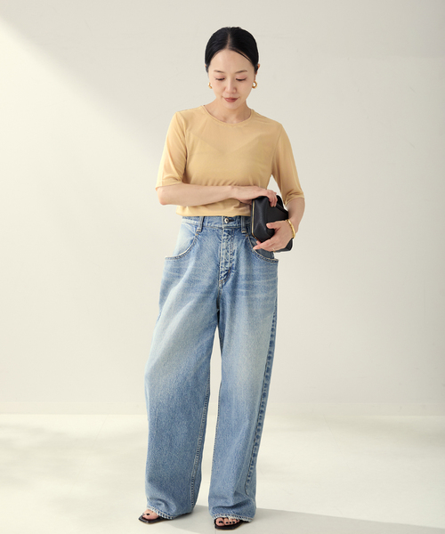 plage（プラージュ）の「sheer mesh TEE（Tシャツ/カットソー・レディース・ナチュラル/ブラック/ベージュ/キャメル・FREE）」の9枚目の写真