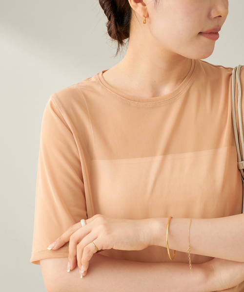 plage（プラージュ）の「sheer mesh TEE（Tシャツ/カットソー・レディース・ナチュラル/ブラック/ベージュ/キャメル・FREE）」の21枚目の写真