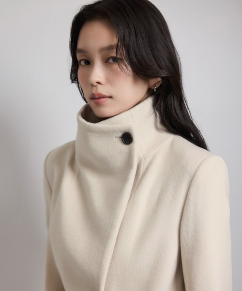 ロペ ロングコート 美品】ロペ ロングコート カシミヤ ウール 女優襟 A