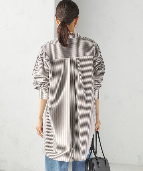 SHIPS(シップス)の「〈手洗い可能〉ストライプ バックタック チュニック シャツ(シャツ/ブラウス・レディース・ブラウン系・ONE SIZE)」の10枚目の写真