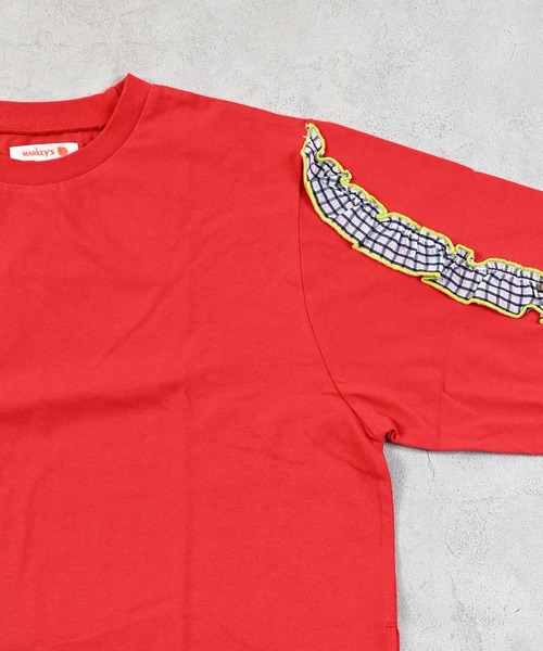 MARKEY'S（マーキーズ）の「ショルダーチェックフリルロンティー（Tシャツ/カットソー・キッズ・チャコール/ホワイト/ライトグリーン/レッド・90/100/110/120/130/140/150）」の16枚目の写真