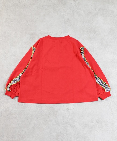 MARKEY'S（マーキーズ）の「ショルダーチェックフリルロンティー（Tシャツ/カットソー・キッズ・チャコール/ホワイト/ライトグリーン/レッド・90/100/110/120/130/140/150）」の9枚目の写真