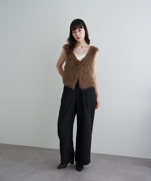 RAY CASSIN(レイカズン)の「ファーニットベスト(ニット/セーター・レディース・アイボリー/グレー/ブラウン・FREE)」の8枚目の写真