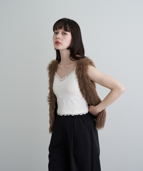 RAY CASSIN(レイカズン)の「ファーニットベスト(ニット/セーター・レディース・アイボリー/グレー/ブラウン・FREE)」の12枚目の写真