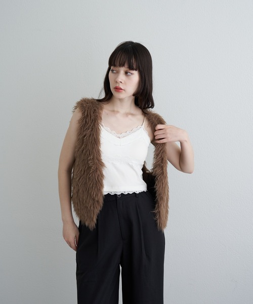 RAY CASSIN(レイカズン)の「ファーニットベスト(ニット/セーター・レディース・アイボリー/グレー/ブラウン・FREE)」の13枚目の写真