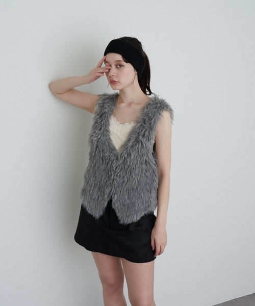 RAY CASSIN(レイカズン)の「ファーニットベスト(ニット/セーター・レディース・アイボリー/グレー/ブラウン・FREE)」の17枚目の写真