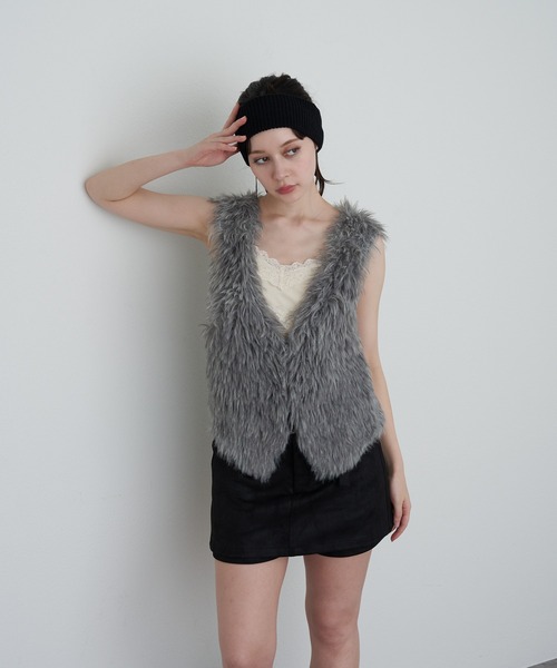 RAY CASSIN(レイカズン)の「ファーニットベスト(ニット/セーター・レディース・アイボリー/グレー/ブラウン・FREE)」の19枚目の写真