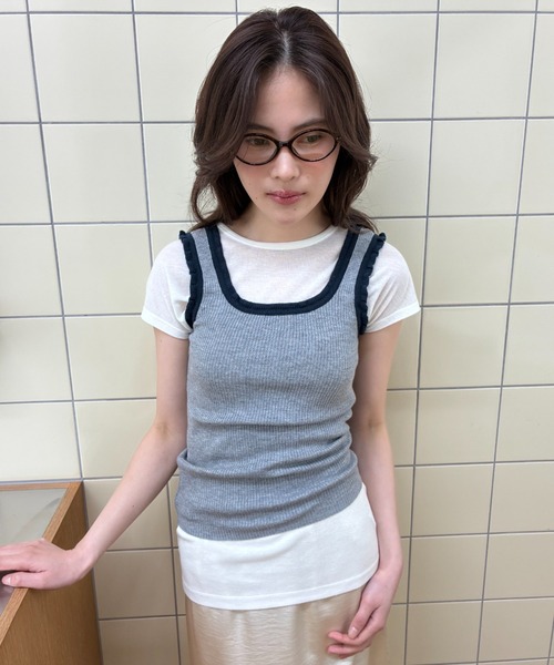 FUULLY STUDIO（フーリィーステューディオ）の「シアーフレンチスリーブTEE（Tシャツ/カットソー・レディース・オフホワイト/グレー/ブルー/ブラウン/チャコールグレー・FREE）」の21枚目の写真