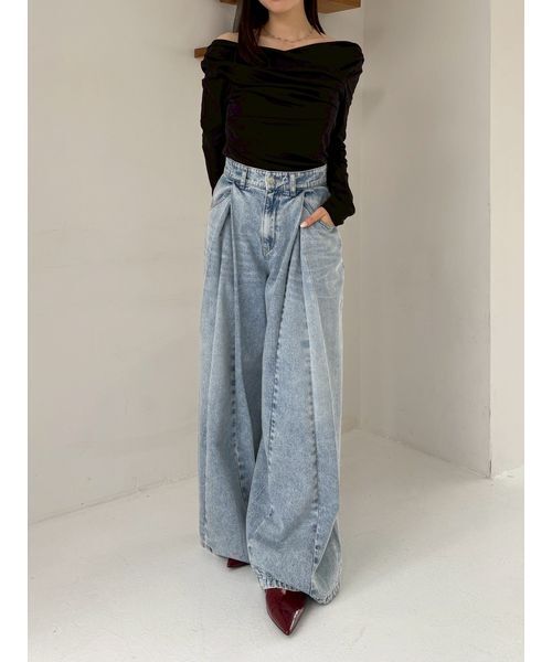 USAGI ONLINE・ZOZO限定】ギャザーオフショルカットソー（Tシャツ