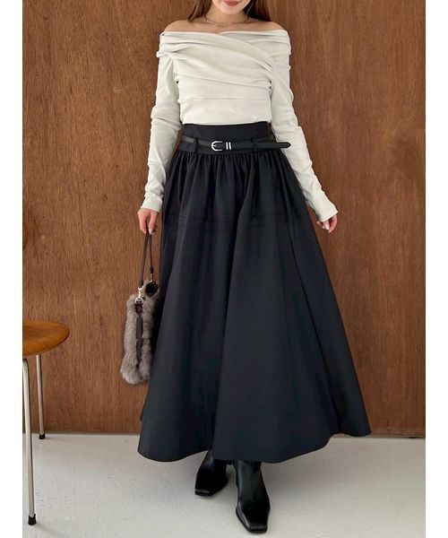 USAGI ONLINE・ZOZO限定】ギャザーオフショルカットソー（Tシャツ