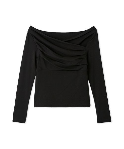 【新品未使用】フレイアイディー ギャザーオフショルカットソー (ブラック) USAGI ONLINE・ZOZO限定】ギャザーオフショルカットソー