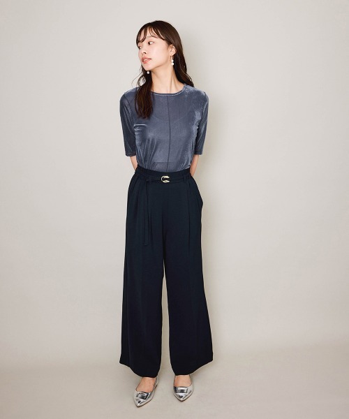 QUEENS COURT(クイーンズコート)の「シアーベロアセンターシームプルオーバー≪手洗い可能≫(Tシャツ/カットソー・レディース・ブラック/オフホワイト/ブルー・M)」の16枚目の写真