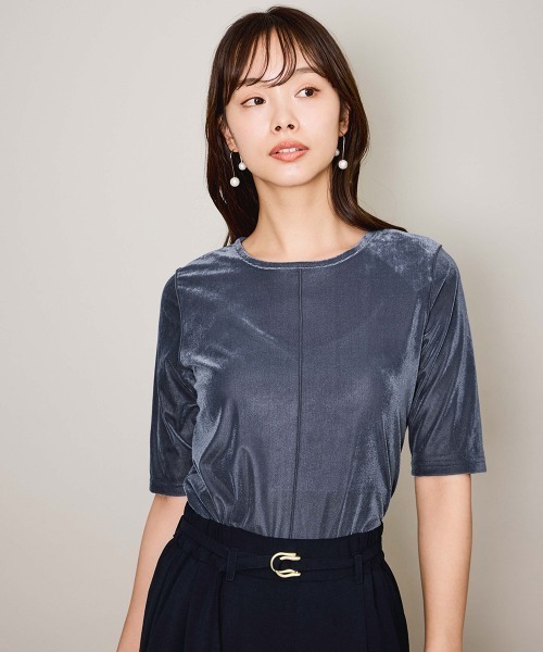 QUEENS COURT(クイーンズコート)の「シアーベロアセンターシームプルオーバー≪手洗い可能≫(Tシャツ/カットソー・レディース・ブラック/オフホワイト/ブルー・M)」の19枚目の写真