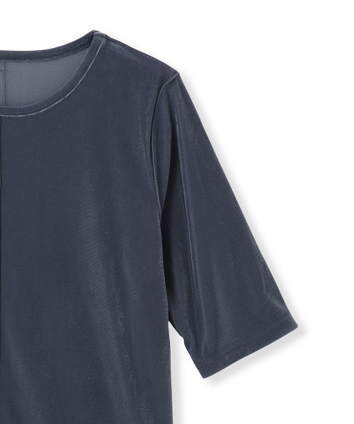 QUEENS COURT(クイーンズコート)の「シアーベロアセンターシームプルオーバー≪手洗い可能≫(Tシャツ/カットソー・レディース・ブラック/オフホワイト/ブルー・M)」の6枚目の写真
