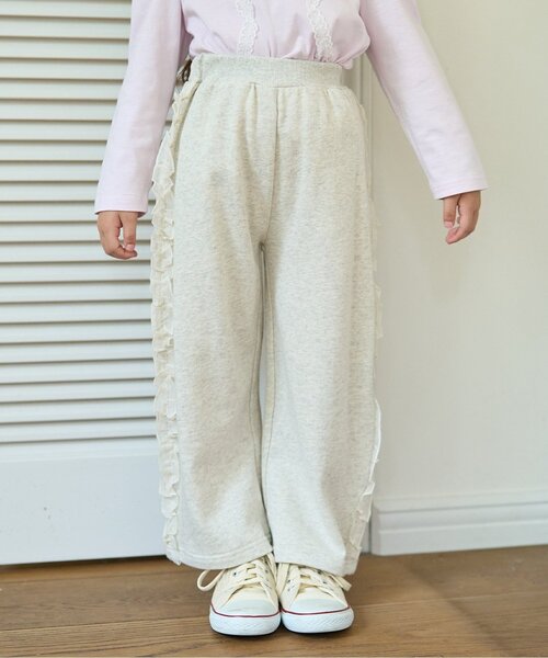Lycee mine（リセマイン）の「【毛玉バイバイ裏毛】サイドフリルワイドシルエットスウェットパンツ（その他パンツ・キッズ・ライトピンク/ブルーグレー/オートミール/ラベンダー/トップグレー・130cm/140cm/100cm/110cm/120cm）」の3枚目の写真