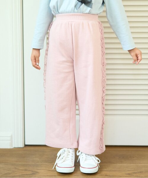 Lycee mine（リセマイン）の「【毛玉バイバイ裏毛】サイドフリルワイドシルエットスウェットパンツ（その他パンツ・キッズ・ライトピンク/ブルーグレー/オートミール/ラベンダー/トップグレー・130cm/140cm/100cm/110cm/120cm）」の5枚目の写真