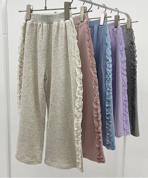 Lycee mine（リセマイン）の「【毛玉バイバイ裏毛】サイドフリルワイドシルエットスウェットパンツ（その他パンツ・キッズ・ライトピンク/ブルーグレー/オートミール/ラベンダー/トップグレー・130cm/140cm/100cm/110cm/120cm）」の18枚目の写真