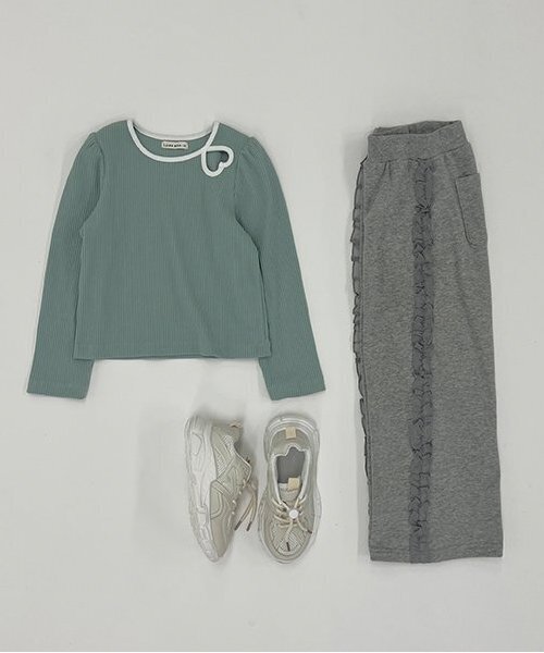 Lycee mine（リセマイン）の「【毛玉バイバイ裏毛】サイドフリルワイドシルエットスウェットパンツ（その他パンツ・キッズ・ライトピンク/ブルーグレー/オートミール/ラベンダー/トップグレー・130cm/140cm/100cm/110cm/120cm）」の20枚目の写真