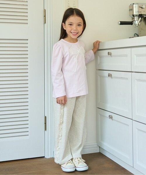 Lycee mine（リセマイン）の「【毛玉バイバイ裏毛】サイドフリルワイドシルエットスウェットパンツ（その他パンツ・キッズ・ライトピンク/ブルーグレー/オートミール/ラベンダー/トップグレー・130cm/140cm/100cm/110cm/120cm）」の22枚目の写真
