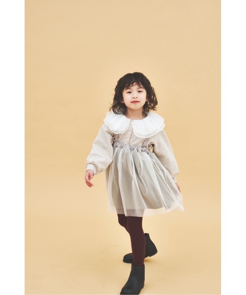 maarook(マルーク)の「裏毛フリル衿カーディガン(カーディガン/ボレロ・キッズ・ブラック/オートミール・80cm/90cm/110cm/100cm/120cm/130cm)」の5枚目の写真