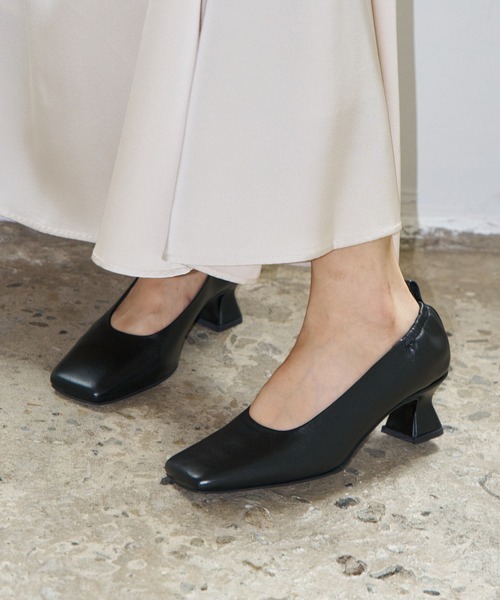 美品 ファビオルスコーニ スクエアトゥ センターシーム レザー ブラック 36 ファビオルスコーニ FABIO RUSCONI スクエアトウセンターシーム