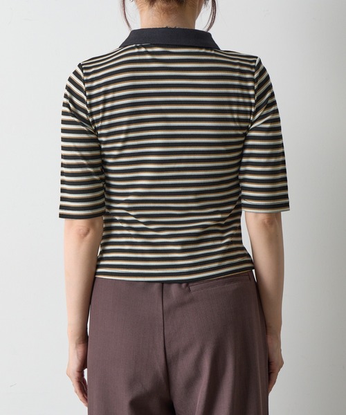 COLONY 2139（コロニートゥーワンスリーナイン）の「リブボーダーポロシャツ（ポロシャツ・レディース・ブラック系その他/ブラック・FREE）」の13枚目の写真