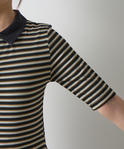 COLONY 2139（コロニートゥーワンスリーナイン）の「リブボーダーポロシャツ（ポロシャツ・レディース・ブラック系その他/ブラック・FREE）」の16枚目の写真