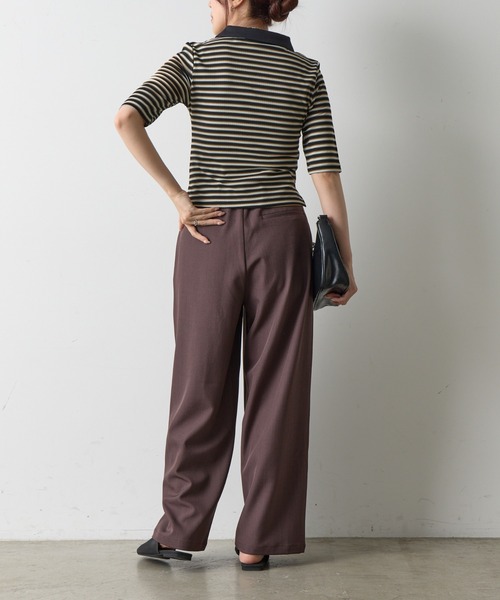 COLONY 2139（コロニートゥーワンスリーナイン）の「リブボーダーポロシャツ（ポロシャツ・レディース・ブラック系その他/ブラック・FREE）」の9枚目の写真