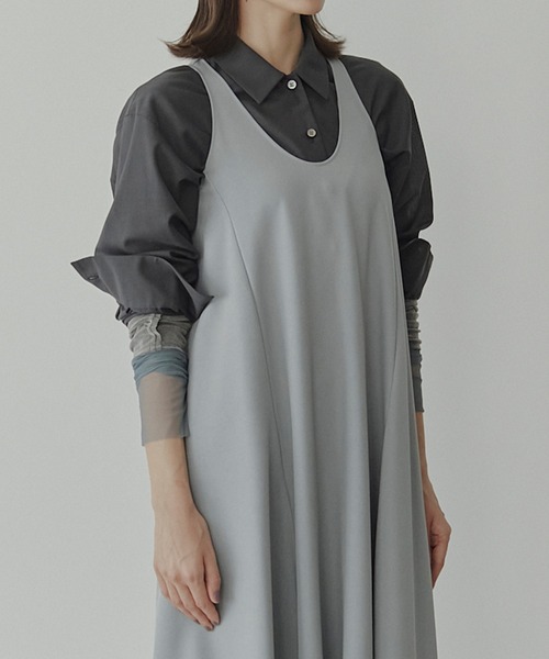 LE CIEL BLEU(ルシェルブルー)の「シアーウールシャツwネックスカーフ / Sheer Wool Shirt w/Neck Scarf(シャツ/ブラウス・レディース・ベージュ/チャコールグレー・36/38)」の5枚目の写真