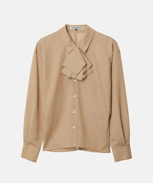 LE CIEL BLEU(ルシェルブルー)の「シアーウールシャツwネックスカーフ / Sheer Wool Shirt w/Neck Scarf(シャツ/ブラウス・レディース・ベージュ/チャコールグレー・36/38)」の15枚目の写真